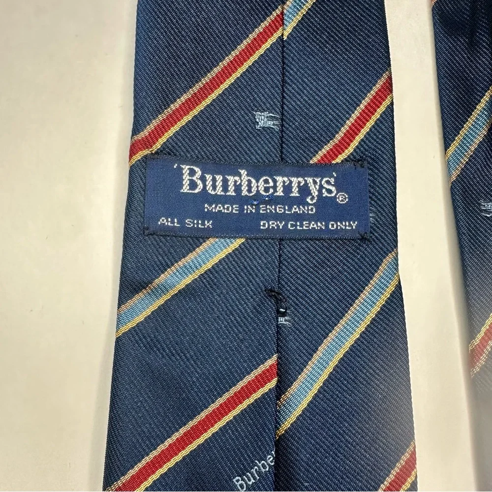 Rare Vintage Burberry of Munich Classic Blue Silk Tie 3”